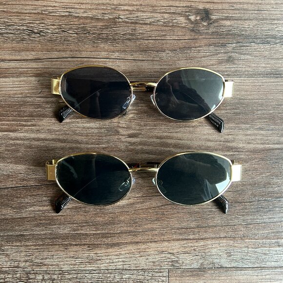 Set of 2 Oval Gold Frame Sunglasses - Picture 1 of 5